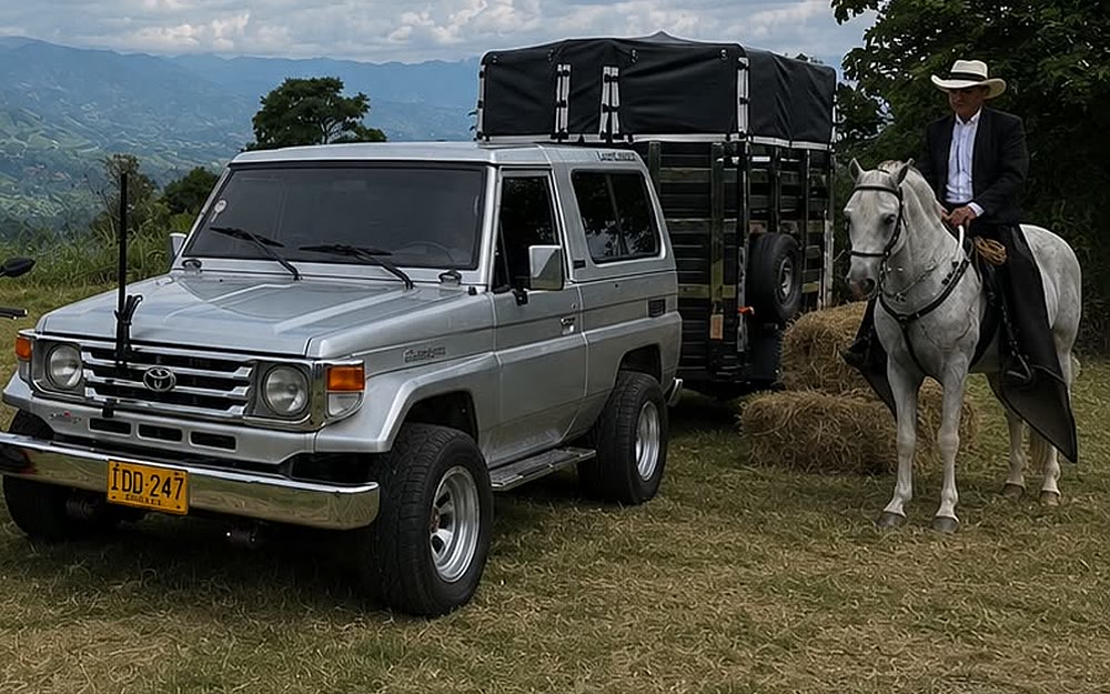 Toyota Land Cruiser cabinada con remolque para caballos